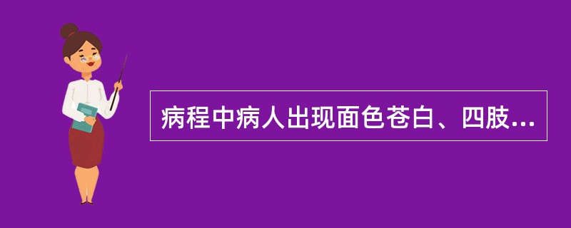 病程中病人出现面色苍白、四肢厥冷、发绀、皮肤呈花斑状,脉搏细速、血压测不出,该病