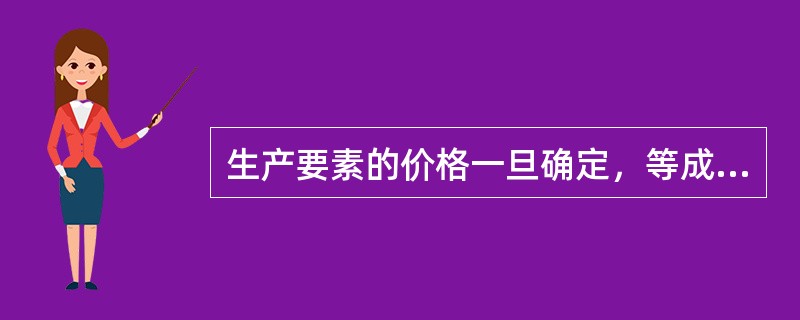 生产要素的价格一旦确定，等成本曲线斜率随之确定。