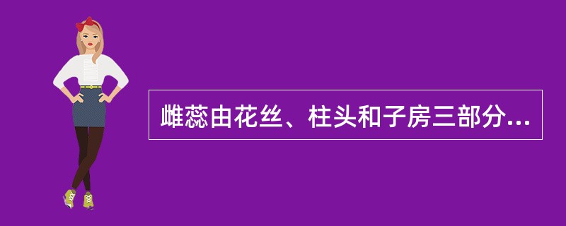 雌蕊由花丝、柱头和子房三部分组成。()