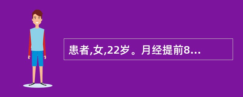 患者,女,22岁。月经提前8天,量多、色淡、质稀,神疲,肢软,小腹空坠,纳少便溏