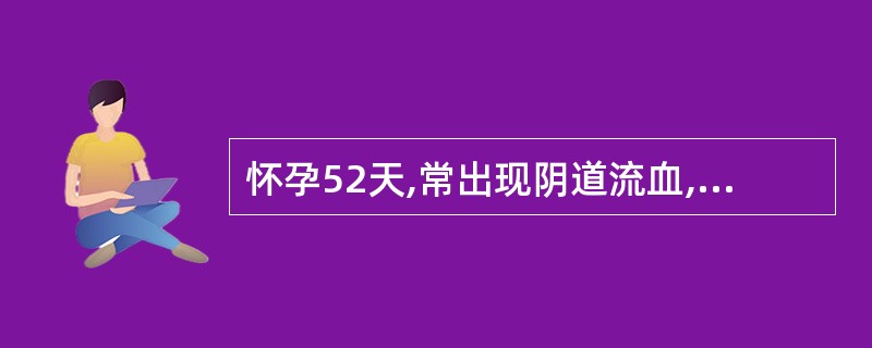 怀孕52天,常出现阴道流血,腹痛。妇科检查子宫增大不明显,但发现附件有包块,医生