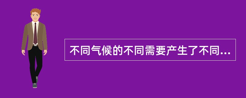 不同气候的不同需要产生了不同的生活方式;不同的生活方式产生了不同种类的法律。 热