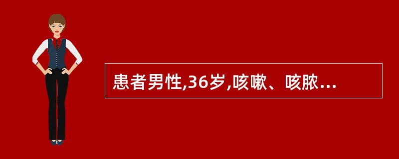 患者男性,36岁,咳嗽、咳脓痰、发热,体温常在39℃以上,24小时内体温波动不超