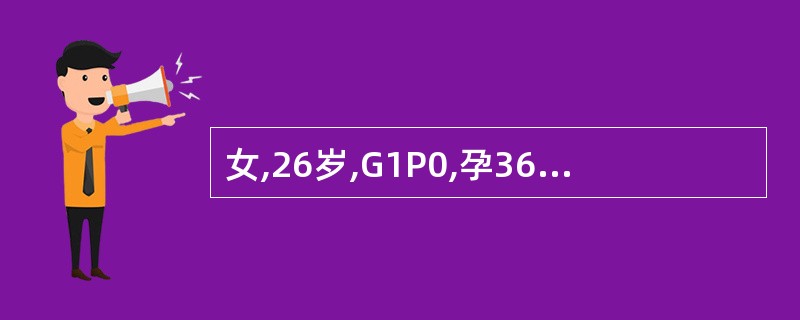 女,26岁,G1P0,孕36周,发现血压升高3周,今晨突然腹痛伴阴道少量出血,主