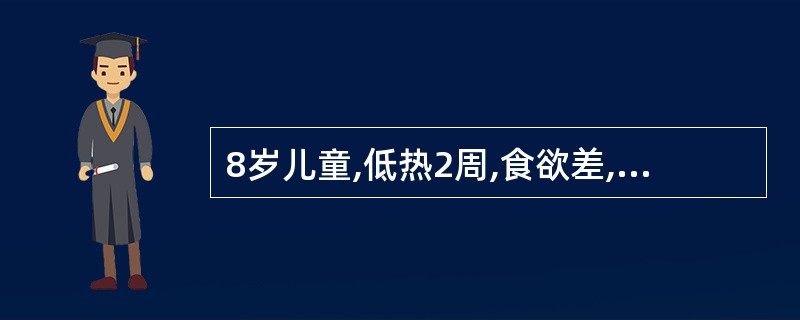 8岁儿童,低热2周,食欲差,乏力,近2日高热,头痛,喷射性呕吐,1日来嗜睡。查体