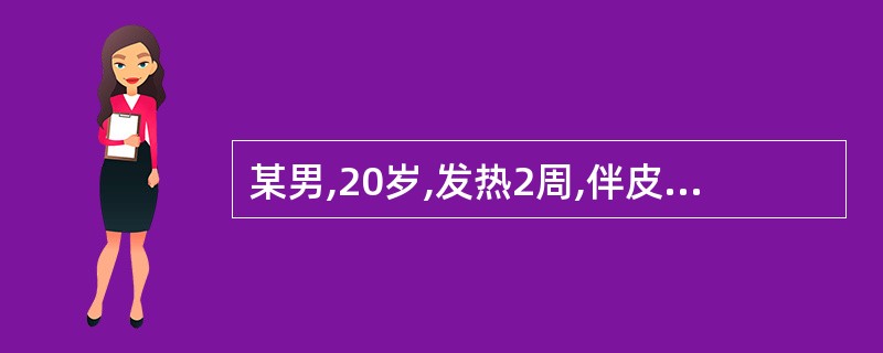 某男,20岁,发热2周,伴皮肤出血;胸骨下段压痛(£«),脾肋下1.5cm;血红