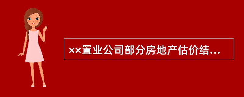 ××置业公司部分房地产估价结果报告一、委托方××置业公司,法定代表人:×××;住