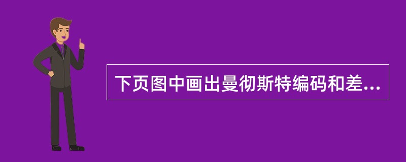 下页图中画出曼彻斯特编码和差分曼彻斯特编码的波形图,实际传送的比特卑为(28)。