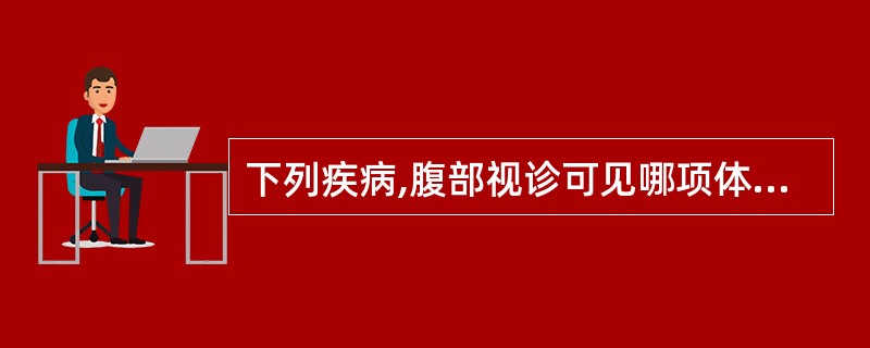 下列疾病,腹部视诊可见哪项体症:巨大卵巢囊肿