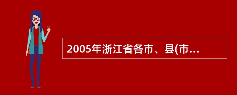 2005年浙江省各市、县(市、区)本级财政科技拨款约为: