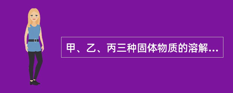 甲、乙、丙三种固体物质的溶解度曲线如右图所示。回答下列问题:(1)a3℃时,三种