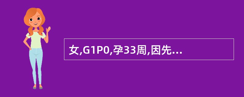 女,G1P0,孕33周,因先兆早产入院,抑制宫缩治疗已1周,子宫仍敏感,曾肌注地