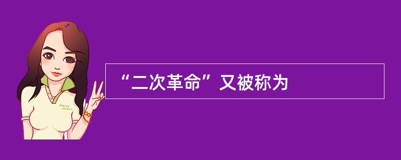 “二次革命”又被称为