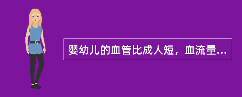 婴幼儿的血管比成人短，血流量大，供氧充足。（）