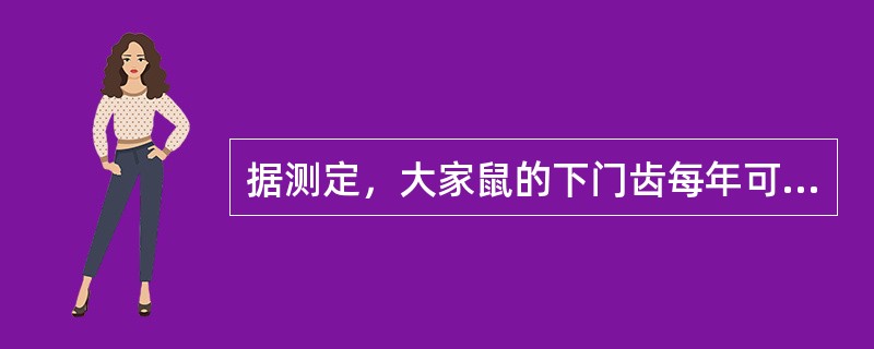 据测定，大家鼠的下门齿每年可增长（）