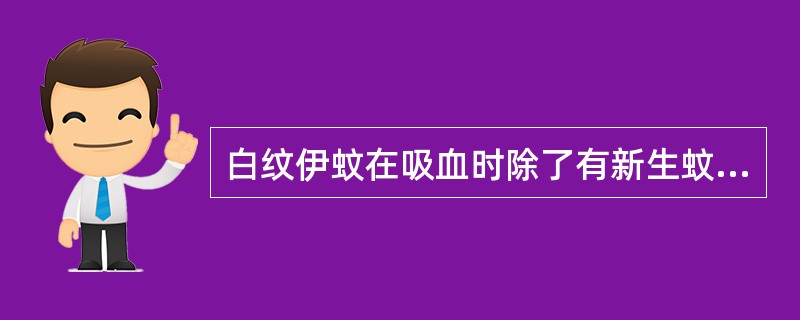 白纹伊蚊在吸血时除了有新生蚊外还有（）