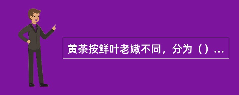 黄茶按鲜叶老嫩不同，分为（）三大类。