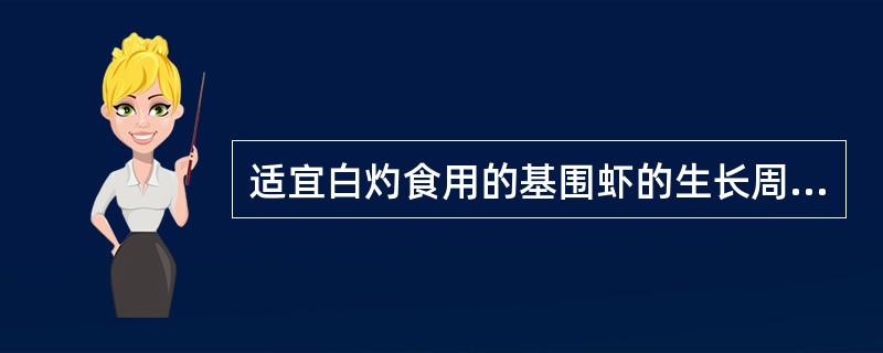 适宜白灼食用的基围虾的生长周期一般是180天。（）