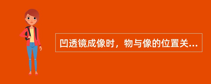 凹透镜成像时，物与像的位置关系是（）。