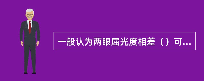 一般认为两眼屈光度相差（）可产生0.50%的视像差。