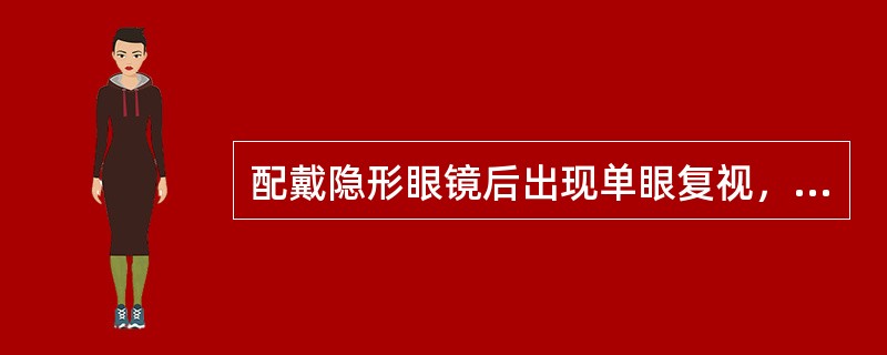 配戴隐形眼镜后出现单眼复视，可能为（）所致。