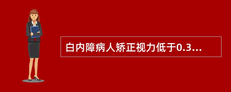 白内障病人矫正视力低于0.3以下原则上可以手术。（）