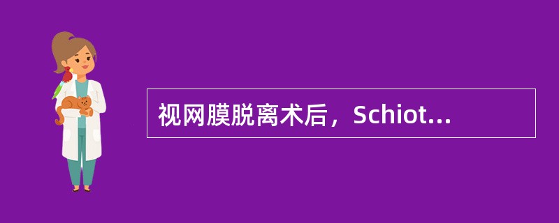 视网膜脱离术后，Schiotz眼压计测量的眼压值可能偏高。（）
