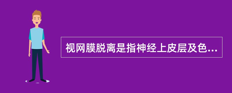 视网膜脱离是指神经上皮层及色素上皮层之间发生分离。（）