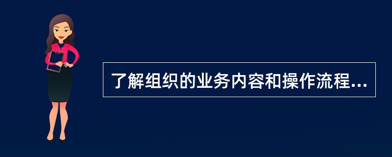 了解组织的业务内容和操作流程，基本的工作方式和手段属于系统调查内容中的（　）。
