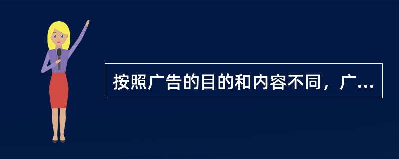 按照广告的目的和内容不同，广告可分为（　）。