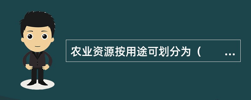 农业资源按用途可划分为（　　）。[2005年真题]