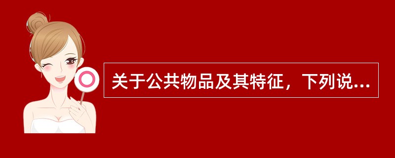 关于公共物品及其特征，下列说法错误的是（　）。
