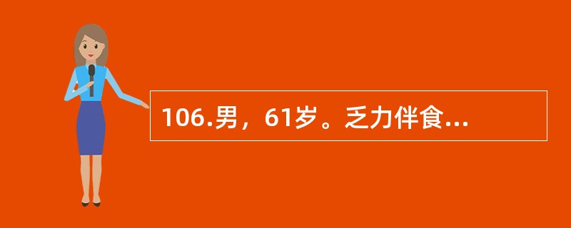 106.男，61岁。乏力伴食欲减退半年余。体重下降约11kg，间断出现黑便，突然呕吐暗红色血液，量约300ml。查体：上腹部饱满，轻压痛，肝脾未触及，移动性浊音（-）。最具有诊断意义的检查是（）
