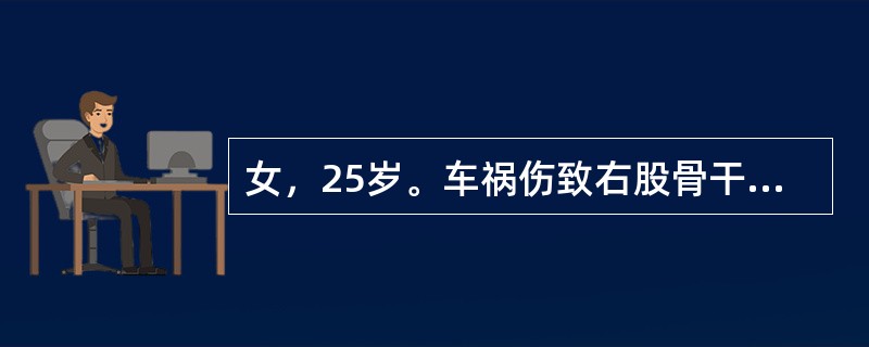 女，25岁。车祸伤致右股骨干骨折1天，突然出现呼吸困难，发绀症状，应首先考虑