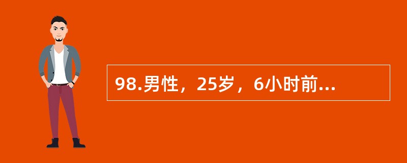 98.男性，25岁，6小时前从4m高处跌下，左下肢疼痛不能站立。查体：左小腿明显肿胀，中段畸形，足背动脉搏动减弱，皮温明显较对侧降低，足趾屈曲张力高，被动伸趾时疼痛加重，考虑为骨筋膜室综合征。<