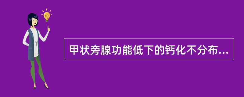 甲状旁腺功能低下的钙化不分布在()