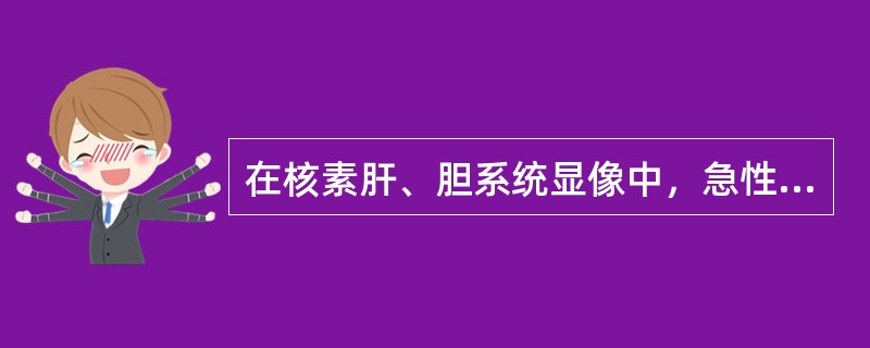 在核素肝、胆系统显像中，急性胆囊炎的影像特点是()