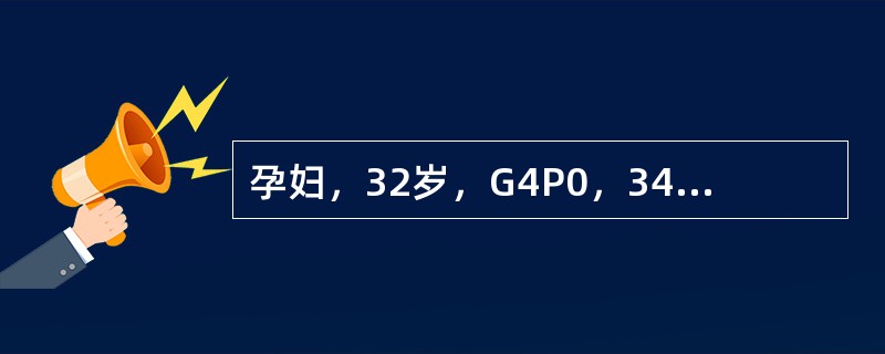 孕妇，32岁，G4P0，34周妊娠，曾有3次人工流产史。因阴道中量流血2天入院。查体：宫高30cm，无宫缩，头先露，胎心率140次分最可能的诊断是（）