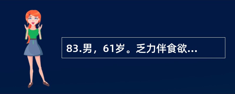83.男，61岁。乏力伴食欲减退半年余。体重下降约11kg，间断出现黑便，突然呕吐暗红色血液，量约300ml。查体：上腹部饱满，轻压痛，肝脾未触及，移动性浊音（-）。最具有诊断意义的检查是（）
