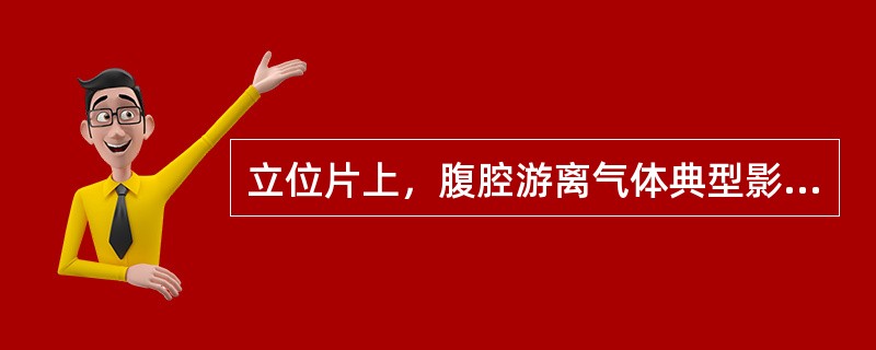 立位片上，腹腔游离气体典型影像为()