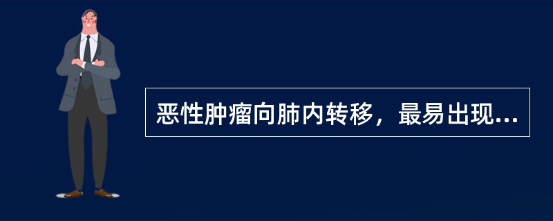 恶性肿瘤向肺内转移，最易出现的X线表现有()