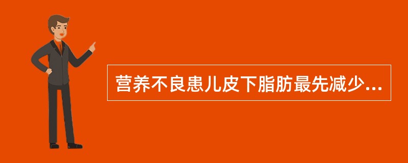 营养不良患儿皮下脂肪最先减少的部位是（）