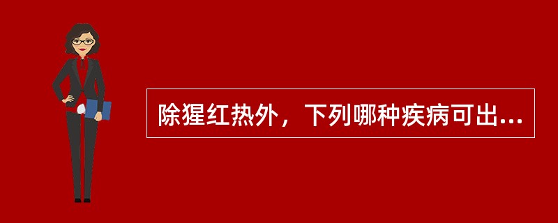 除猩红热外，下列哪种疾病可出现发热和猩红热样皮疹（）