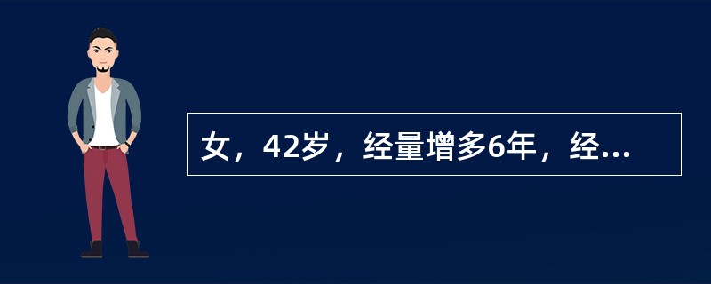 女，42岁，经量增多6年，经期6天，痛经进行性加重，周期尚规则。妇检：子宫增大，如孕2月余，最可能的诊断是（）