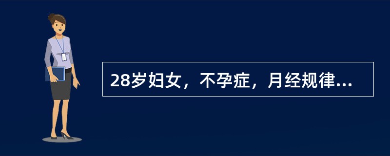 28岁妇女，不孕症，月经规律，痛经2年，每次需服止痛药。盆腔检查：子宫后位、稍活动，双侧卵巢增大6cm×5cm×4cm大小，右骶骨韧带处有触痛硬结。可能的阳性检查是（）