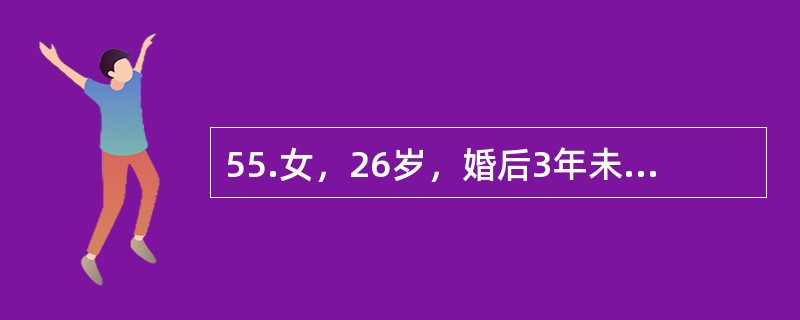 55.女，26岁，婚后3年未孕，月经量中等，无痛经，经夫妇双方检查，男方精液常规正常，女方阴道通畅。宫颈红呈颗粒状，宫口见透明分泌物，宫体后位、正常大小、活动，附件未及异常，基础体温测定单相该病人不孕