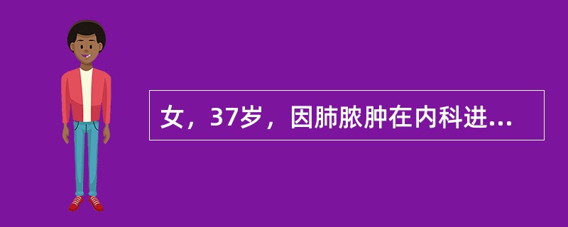 女，37岁，因肺脓肿在内科进行治疗，近日出现难以忍受的外阴瘙痒。妇科检查：阴道黏膜发红，有白色膜状物不易擦除。初步诊断为（）