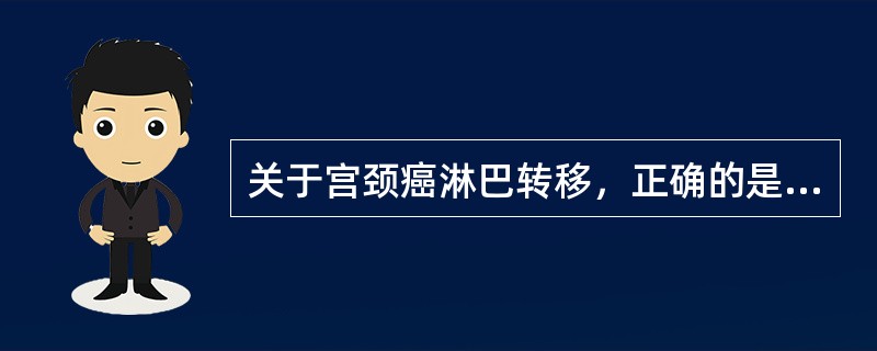 关于宫颈癌淋巴转移，正确的是（）