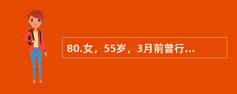 80.女，55岁，3月前曾行胆总管十二指肠吻合术。l天前突然出现有上腹痛、寒战、高热，呕吐约1000ml，入院后即予输血。输血10小时，突然出现心前区压迫感，腰背部酸痛，血压8.0/6.0kPa。该病