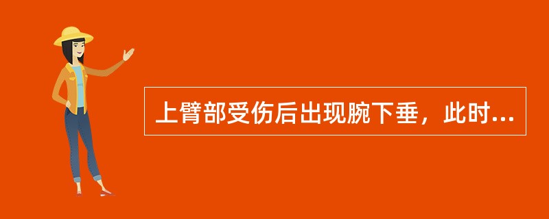 上臂部受伤后出现腕下垂，此时最可能是（）